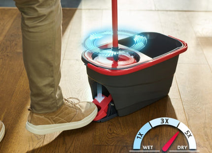 Vileda Turbo Smart Spin Microfiber Mop & Bucket Set, Gray/Red - SABER Center