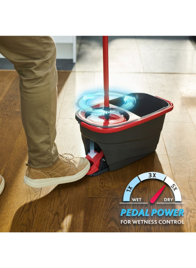 Vileda Turbo Smart Spin Microfiber Mop & Bucket Set, Gray/Red - SABER Center