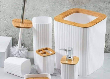 Homita 6-Piece Bamboo Bathroom Accessory Set with Dispenser & Toilet Brush - SABER Center