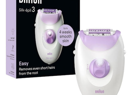 Braun Silk-Epil 3 Epilator Dry White Purple - SE 3000 - SABER Center