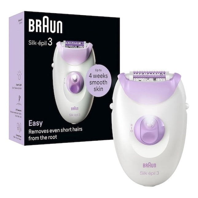 Braun Silk-Epil 3 Epilator Dry White Purple - SE 3000 - SABER Center
