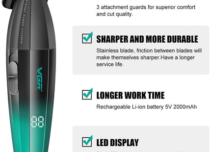 VGR Professional Cordless Beard Trimmer, 9000 RPM - 906 - SABER Center