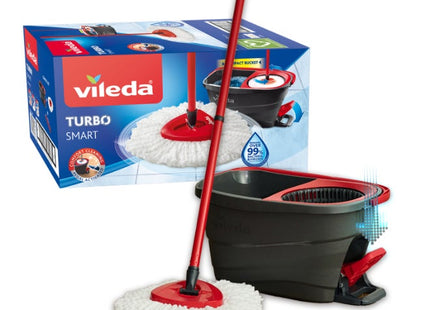 Vileda Turbo Smart Spin Microfiber Mop & Bucket Set, Gray/Red - SABER Center