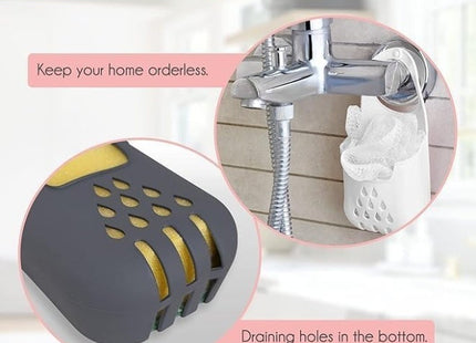 Silicone Sink Basket with Hanging Loop, Sponge & Soap Holder, Gray - SABER Center