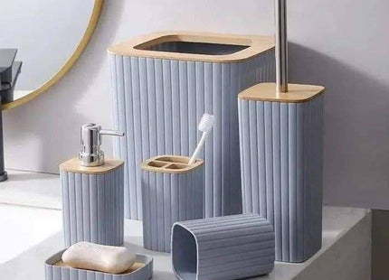 Homita 6-Piece Bamboo Bathroom Accessory Set with Dispenser & Toilet Brush - SABER Center
