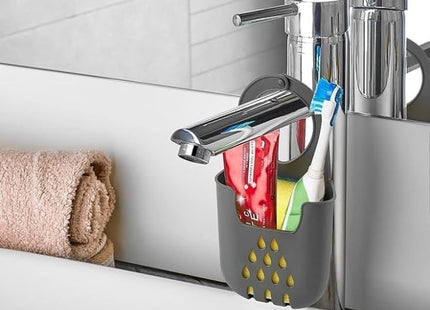 Silicone Sink Basket with Hanging Loop, Sponge & Soap Holder, Gray - SABER Center
