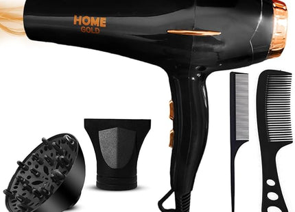 Home Gold Hair Dryer 3000 Watt, Black - HG-699 - SABER Center