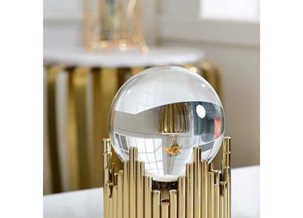 Crystal Glass Ball with Gold Metal Stand, Decorative Sphere - SABER Center