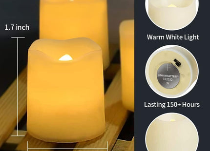 SHYMERY Flameless LED Tea Light Candles, 24-Pack, Warm White - SABER Center