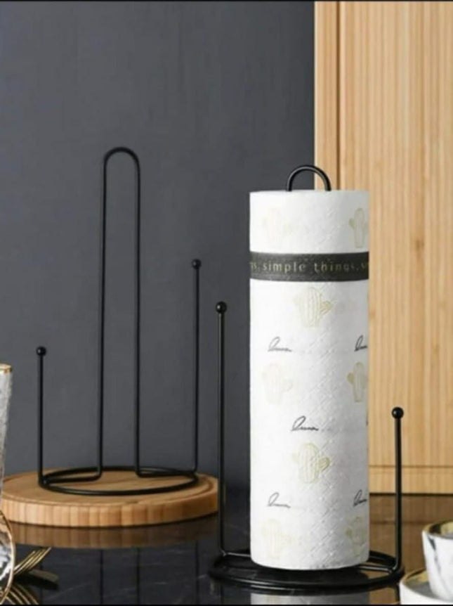 Steel Paper Towel Holder with Base, Black – Fits Standard & Jumbo Rolls - SABER Center