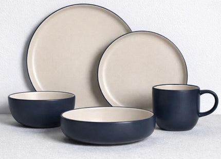 Royal Alfredo 30-Piece Ceramic Dinner Set, Matte Blue - SABER Center