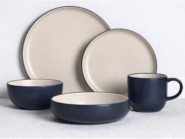 Royal Alfredo 30-Piece Ceramic Dinner Set, Matte Blue - SABER Center