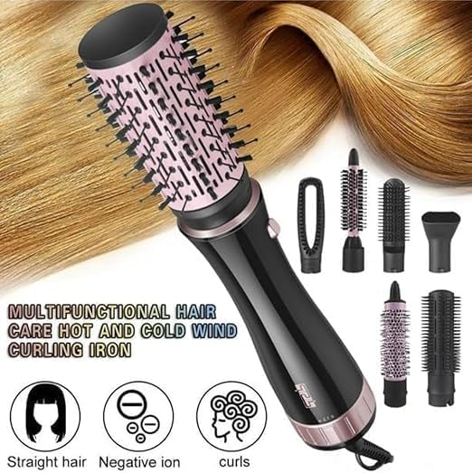 Hair Styling Brush & Hair Dryer, 1000W - Black - SABER Center