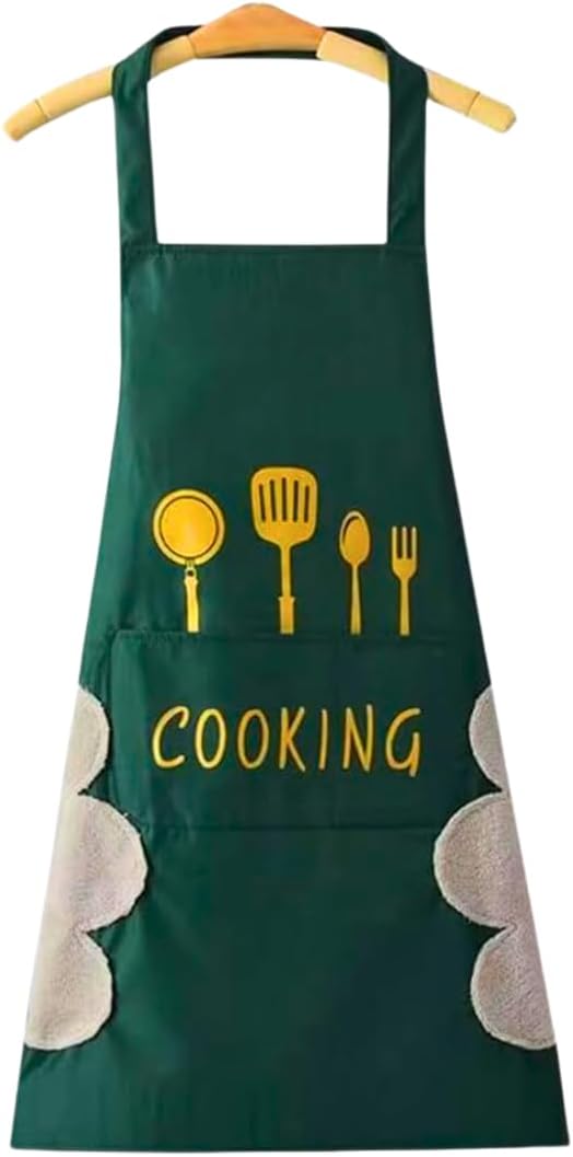 PVC Waterproof Kitchen Apron with Fleece Towels & Expandable Pocket, Unisex - SABER Center