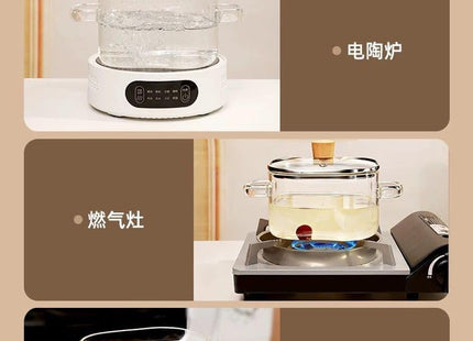 Borosilicate Glass Cooking Pot with Lid & Handle - SABER Center