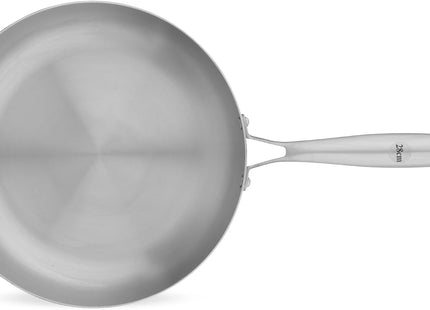 Stainless Steel Fry Pan, 28cm, 18/10 with Steel Handle, Silver - SABER Center
