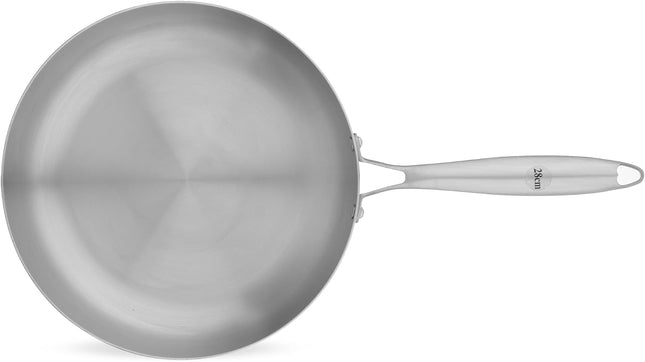 Stainless Steel Fry Pan, 28cm, 18/10 with Steel Handle, Silver - SABER Center