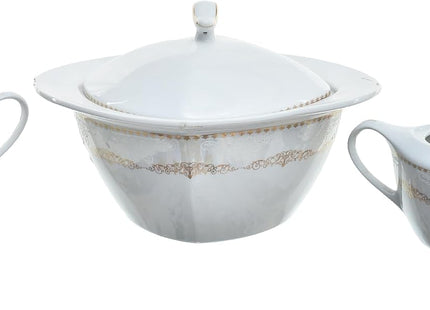 Flora 74-Piece Porcelain Dinnerware Set, Full Decal - SABER Center