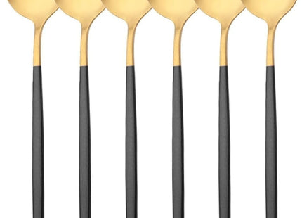 24-Piece Stainless Steel Cutlery Set, Black & Gold - SABER Center