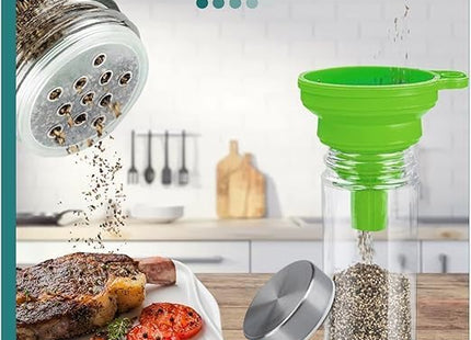 16-Piece Spice Jar Set with Rotating Stand, Glass with Steel Lids - SABER Center