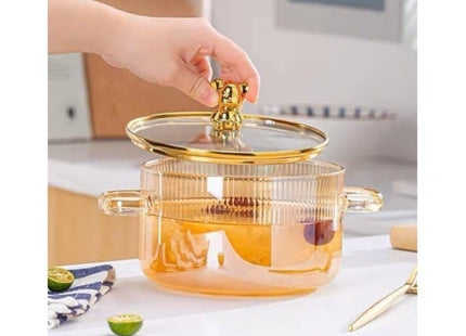 Borosilicate Glass Cooking Pot, 1800ml, Stovetop for Soup & Pasta - SABER Center