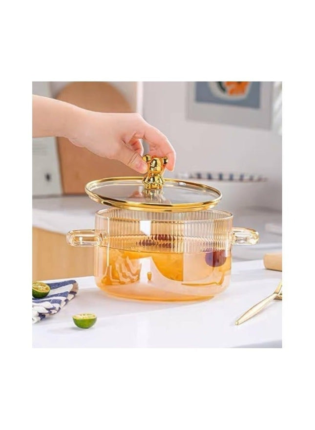 Borosilicate Glass Cooking Pot, 1800ml, Stovetop for Soup & Pasta - SABER Center