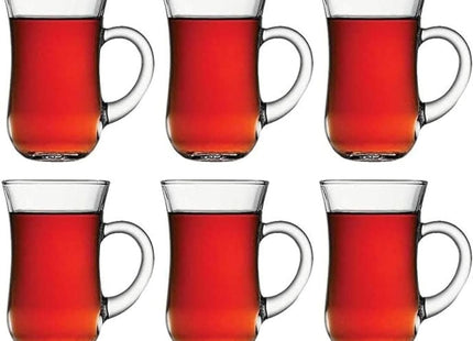Pasabahce Keyif Turkish Tea Set, 6 Cups with Handles, 140ml - SABER Center