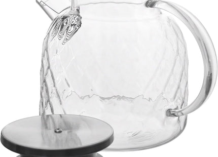 Ribbed Glass Pitcher with Stainless Steel Lid, 1500ml, Clear - SABER Center