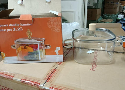 Borosilicate Glass Cooking Pot with Lid & Handle - SABER Center