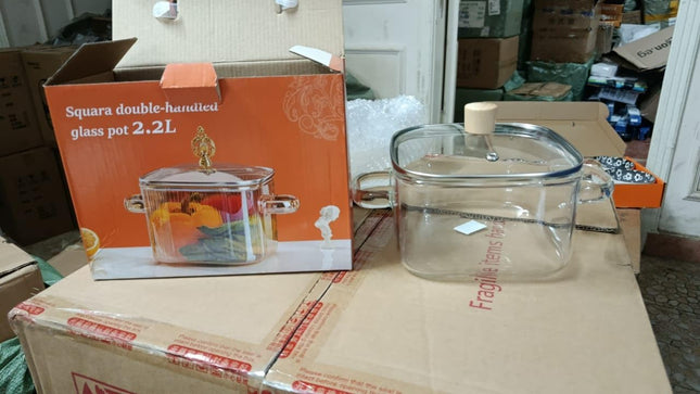 Borosilicate Glass Cooking Pot with Lid & Handle - SABER Center