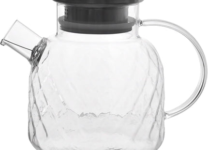 Ribbed Glass Pitcher with Stainless Steel Lid, 1500ml, Clear - SABER Center