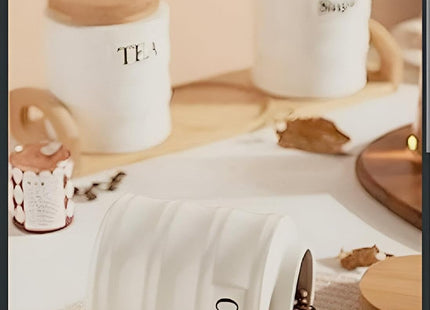 Porcelain 3-Piece Spice Jar Set with Wooden Lids, Airtight - SABER Center