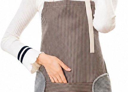 Striped Kitchen Apron, Waterproof, Front Pocket & Side Towels, 70x72cm - SABER Center