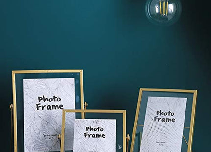 XIAOHONG Retro Geometric Glass Picture Frame, Gold, Set of 3 - SABER Center