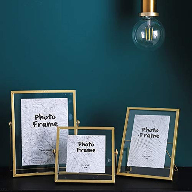 XIAOHONG Retro Geometric Glass Picture Frame, Gold, Set of 3 - SABER Center