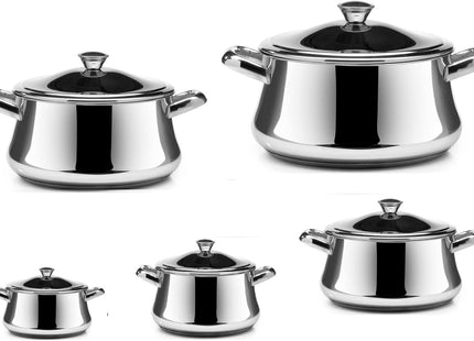 Zahran Classic Stainless Steel Stewpot Set, 10 Pieces with Lids, Silver - SABER Center