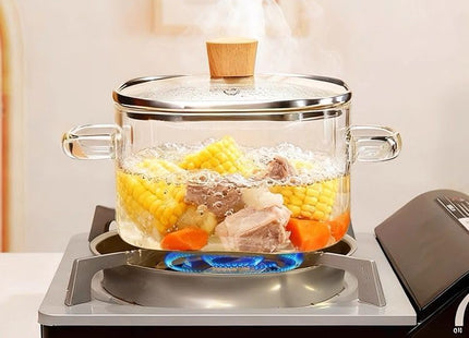 Borosilicate Glass Cooking Pot with Lid & Handle - SABER Center