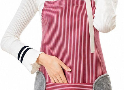 Striped Kitchen Apron, Waterproof, Front Pocket & Side Towels, 70x72cm - SABER Center