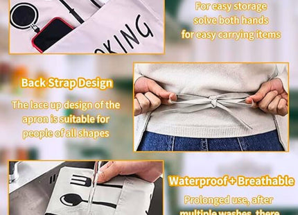 PVC Waterproof Kitchen Apron with Fleece Towels & Expandable Pocket, Unisex - SABER Center
