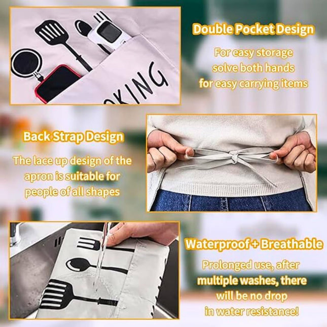 PVC Waterproof Kitchen Apron with Fleece Towels & Expandable Pocket, Unisex - SABER Center