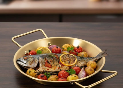 Gold Stainless Steel Serving Cookware with Handles, 20cm - SABER Center