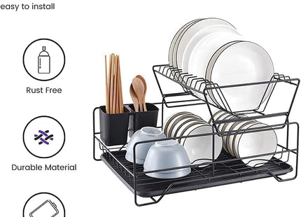 S2C Dish Drying Rack, Large Antibacterial Countertop Drainer, Style A - SABER Center