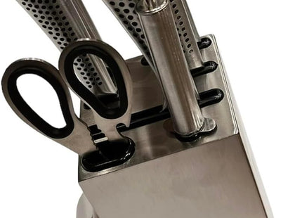 7-Piece Stainless Steel Chef Knife Set with Stand, Scissors & Sharpener - SABER Center