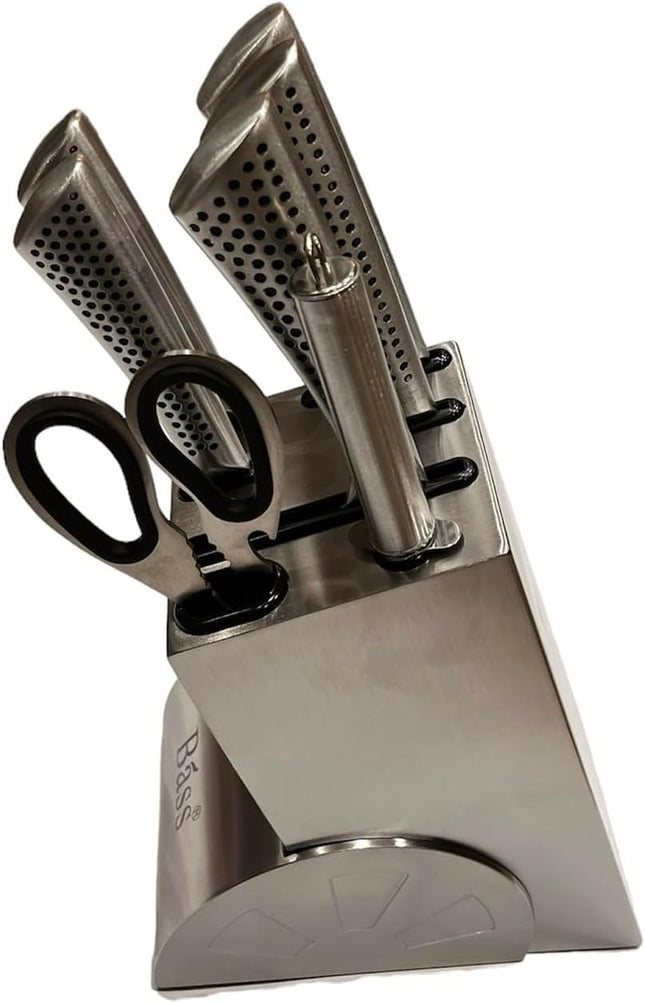 7-Piece Stainless Steel Chef Knife Set with Stand, Scissors & Sharpener - SABER Center