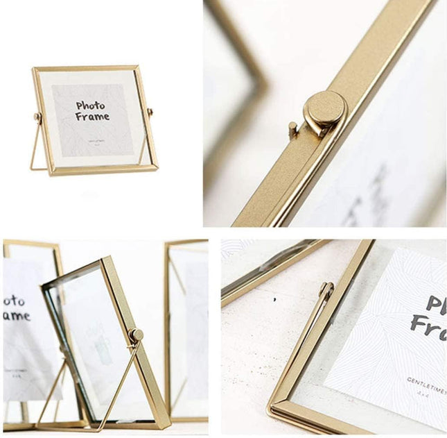 XIAOHONG Retro Geometric Glass Picture Frame, Gold, Set of 3 - SABER Center