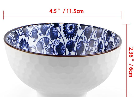 Skelang Ceramic Bowls Set of 6, Japanese Style with Gift Box, 300ml - SABER Center