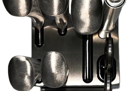 7-Piece Stainless Steel Chef Knife Set with Stand, Scissors & Sharpener - SABER Center