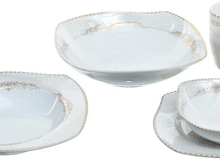 Flora 74-Piece Porcelain Dinnerware Set, Full Decal - SABER Center