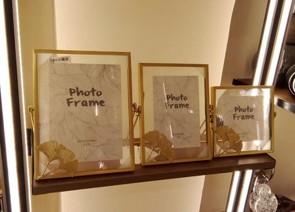 Vintage Gold Photo Frame Set of 3 with Pressed Glass - SABER Center