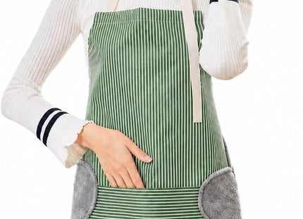 Striped Kitchen Apron, Waterproof, Front Pocket & Side Towels, 70x72cm - SABER Center